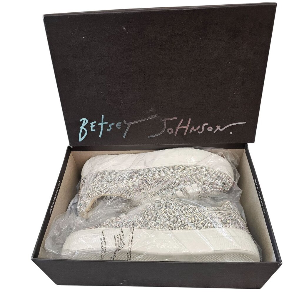 Betsey Johnson Sidny Rhinestone Sneakers Silver/White Size 10M - Picture 5 of 15